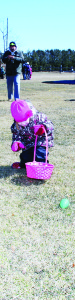 Elizabeth Thomas, 3, of Bolton was busy collecting lots of eggs.