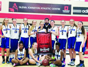 The Caledon Cougars U15 girls' team consisted of (back) Aida Wilkalis, Shannon Brown, Jennah Golden, Andrea Dodig, Isabella Belvedere, Gord Everett, Victoria Colp, Giuliana Iaspaarro, Emma Grove, Alexander McGurk, (front) Jade Bailey, Makena McLean and Makayla Ennis. Photo submitted
