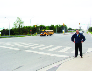 Trustee Frank Di Cosola is concerned about youngsters walking across Coleraine Drive at King Street to get to St. Nicholas Elementary School on Harvest Moon Drive.