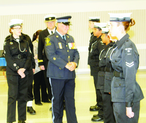 Bill Yetman, a founder of Royal Canadian Sea Cadet Corps Crescent was the Reviewing Officer Saturday at the Corps' annual Review. Turn to page A11 for more on the event. Photo by Bill Rea