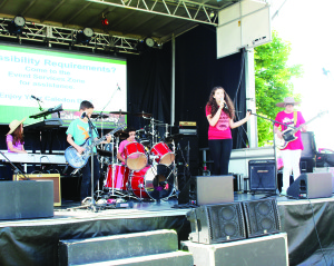 The winners of last month's Battle of the Bands competition got to perform at Caledon Day. The No Name Band from Bolton consisted of Jacquelyn Oliveira on keyboards, Andrew Oliveira on guitar, Matthew Oliveira on drums, Erika Brummell on vocals and Liam Gordon on bass.