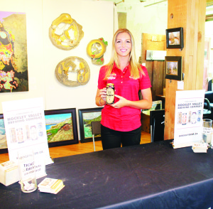 There numerous breweries and cider producers offering samples of products. Meridith Langston was offering samples of the products from Hockley Valley Brewing Company.