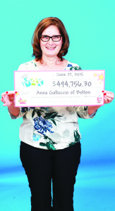 BOLTON WOMAN WINS WITH LOTTO MAX Anna Galluccio of Bolton is celebrating after winning $494,756.30 with Lotto Max from the June 19 draw. She was the only one who matched six of the seven numbers, along with the bonus number. The winning ticket was purchased at Rexall Pharma Plus on Queen Street in Bolton.