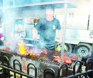 Randy Austin was working hard preparing the wares for Jack the Ribber.