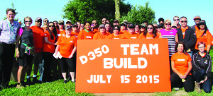 Team Depot volunteers from The Home Depot Canada - District 350 (Toronto West) pose with Headwaters' President and CEO Liz Ruegg, (third from the right, middle row) at Headwaters Health Care Centre.