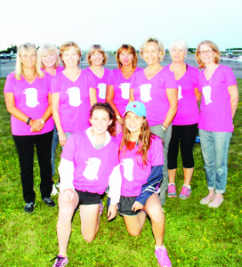  There were a number of teams taking part in the walk, including the Knitwits, who were walking in memory of Shari Durkin, who had been at Bethell Hospice. The team consisted of (standing) Kelly Vogel, Nancy Kroeker, Kathy Lewis (Shari's mother), Rhonda Gooderham, Kendra Magnus, Chris Carney, Marie Coffey, Shelley Evans, (kneeling) Grace Durkin (Shari's daughter) and Rilie Rivera. Photos by Bill Rea