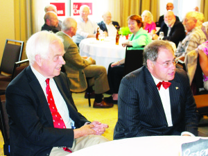 John McCallum and Dufferin-Caledon Liberal candidate Ed Crewson were talking to some of the party faithful at last week's event at Hampton Inn in Bolton.