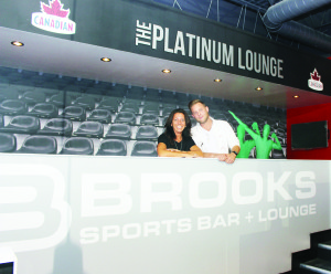 Don Beattie of Brooks Sports Bar and Lounge and General Manager Candace Morelli stand in what soon will be The Platinum Lounge.