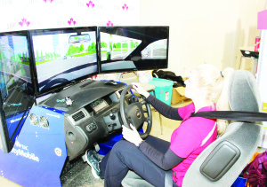 People at the fair got to try this virtual driving machine, set up by the Insurance Bureau of Canada. Melissa Ringuette explained it helps warn people with examples of staged collisions.