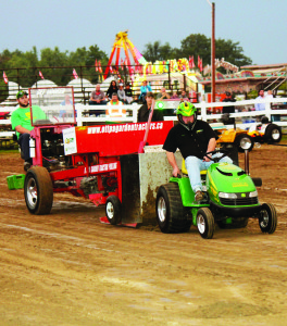 Friday night included a Garden Tractor pull. Neil Boyes of Caledon pulled the sled 174.6 feet in the Pro Stock 1050 class.