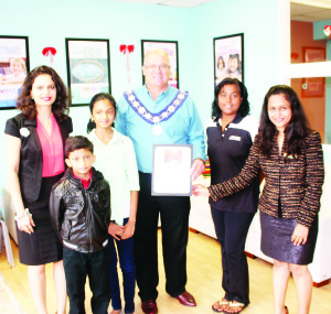 UCMAS OPENS IN BOLTON Mayor Allan Thompson and Councillor Annette Groves were on hand recently for the official opening of the UCMAS Mental Math Schools facility in Bolton. Described as “mental aerobics,” the program stimulates brain development in youngsters aged 4 to 13 by training them to perform mental calculations quickly. On hand for the opening were Megha Karia, CEO of UCMAS Canada, Director Jalpa Patel and Jeshua and Jovita Abraham, who put on a demonstration of the technique. Photo by Bill Rea