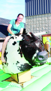 This mechanical bull attracted lots of attention. Allison French found riding it wasn't as easy as it looked.