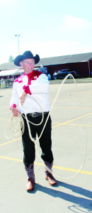 Tom Bishop of Pelham was roaming about the Fairgrounds performing rope tricks. 