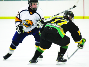 Ryan Wonfor had the Golden Hawks first goal of the game in Sunday's surprise 5 - 3 win over the Alliston Hornets.