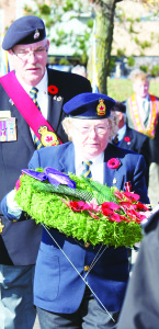 Royal Canadian Legion Zone E3 Commander Cathy Connelly of Orangeville laid the wreath on behalf of the Legion outside of Town Hall.