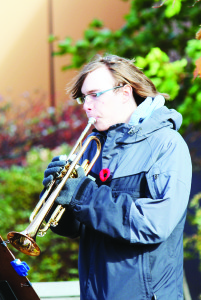 Robert F. Hall Catholic Secondary School student Jonathan Kjaer performed the Last Post in Caledon East.