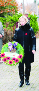 Councillor Jennifer Innis laid a wreath on behalf of Ontario Provincial Police at Mono Mills.