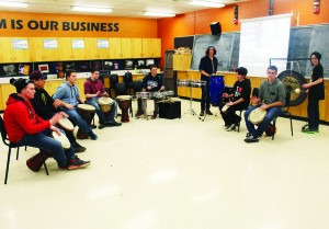 Members of the Grade 11 percussion class were hard to beat with this demonstration.