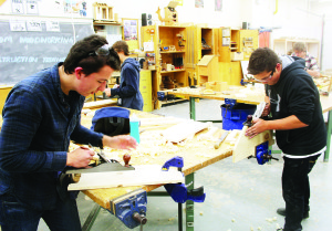 Gabriel Biot and Nicolas Borraccia were hard at work in the wood shop. Photos by Bill Rea