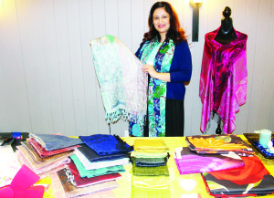 Amandeep Brar of Altitude trends was showing a selection of scarves, pashmina (shawls) and sheets, all from India. She said 10 per cent of her sales would be going to aid an orphanage in India.