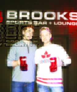 Things were busy recently at Brooks Sports Bar and Lounge in Bolton, with a local fan, Claudio Mangoni, winning a trip for two to NHL All Star weekend at the end of this month in Nashville. Brooks proprietor Donnie Beattie said customers got into the draw by buying 32-ounce Molson skate boot mugs. He is seen here with Reed Board, sales rep for Molson Coors Canada, and later with Mangoni himself.