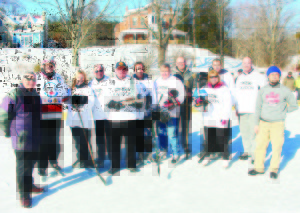 The weather's been cold enough to freeze the pond at Alton Mill, setting the scene for the seventh annual Alton Millpond Hockey Classic Saturday. The main event of the day was a game between the Caledon Notables and the Caledon Hawks AAAAAAA team. The Noteables took the trophy, winning the match with a 14-11 final. On hand for the trophy presentation was Councillor Doug Beffort, Former NHL goalie Dave Dryden, Councillor Jennifer Innis, Caledon OPP Inspector Tim Melanson, Deputy Fire Chief and coach Mark Wallace, Manager of Economic Development Norm Lingard, Councillor Gord McClure, Matthew Strader, Dufferin-Caledon MPP Sylvia Jones, Deputy Fire Chief Darryl Bailey, Ian Todhunter and event co-chair Randy Ugolini. Photos by Bill Rea