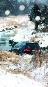 VEHICLE GOES INTO RIVER There were no injuries Friday after this 2004 Honda Odyssey left the road and ended up in a stream next to Regional Road 50, north of Palgrave. Caledon OPP reports the incident took place shortly before 4 p.m. They said a 20-year-old Caledon woman was driving south on the icy and snow-covered road. It appears she veered into the northbound lane, then apparently over-corrected and ended up leaving the road. The woman was assessed at the scene by EMS and was not injured. No charges have been laid. The investigation is continuing. Photo by Bill Rea