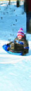 There was a track set up for young folks to slide down. Trent Salisbury, 4, of Alton found it was lots of fun.