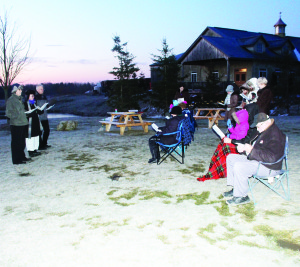 Up at dawn to mark Easter Sunday saw the return of Sunrise Services to welcome Easter. Members of Claude Church on Highway 10 gathered at Spirit Tree Estate Cidery for their annual service. Meanwhile, several people were out to climb the Alton Pinnacle for the annual service hosted by the Caledon Optimists Club. Photos by Bill Rea