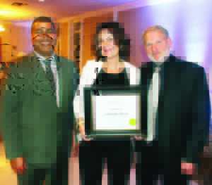 The Chamber of Commerce event last week allowed for recognition of long-time Chamber membership, including that of the Caledon Citizen, which was recognized for 30 years. Senior Account Executive Erin Luckett accepted the plaque from Sheldon Leiba, vice-president of network and membership relations with the Ontario Chamber of Commerce and Caledon Chamber Chair Warren Darnley.