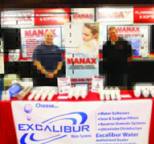 Sam Dennis and Alex Giger were manning this colourful booth for Manax Plumbing.