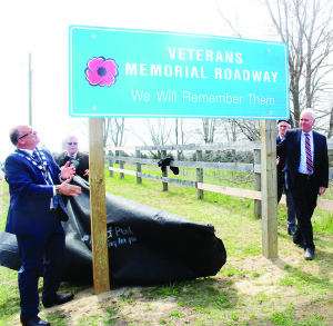 Mayor Allan Thompson and Peel Regional Chair Frank Day unveiled this sign on Dixie Road last Wednesday.