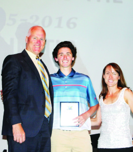 James Cromack was named Senior Boy's Athlete of the Year. The presentation was made by Principal James Kardash and Marcia Baker.