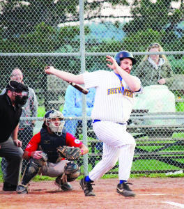 Bolton's John Hutchinson connects on a pitch against the Pickering Red Sox. The Brewers lost to the Sox 17-7.