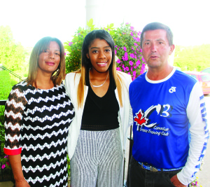 Ashley Lawrence was flanked by her mother Tina and Barrie Shepley at the 14th annual C3 Fundraising Day at Caledon Country Club last Wednesday.