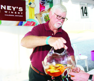 Ed Roy of Downey's Estate Winery was serving some Bucky Beaver Sangria.