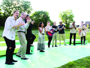 Humber River Shakespeare is currently touring the area with its annual summer performance. The offering this year is A Midsummer Night's Dream. Up coming performances are tonight (Thursday) at Alton Mill Arts Centre, July 15, 16 and 17 at Town Park in Aurora, July 19 and 20 at Newmarket Riverwalk Commons, July 21, 22 and 23 at Thornlodge Park in Mississauga, July 24, 29, 30 and 31 at Montgomery's Inn in Etobicoke, July 26 at Etienne Brulé Park in Etobicoke and July 27 and 28 at the Old Mill in Toronto. All performances start at 7 p.m., are family friendly and offered free of charge, but donations are gratefully accepted. The suggested donation is $20. Last Thursday's performance in Schomberg opened with a few musical numbers. Photos by Bill Rea