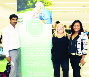 Councillor Annette Groves (right) was greeting Ram Sivasubramanian and Stephanie Anderton of Senior Saviour Solutions.