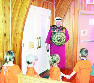 Egyptian colour at Vacation Bible School There was an Egyptian feel around Cheltenham Baptist Church recently. There were 44 youngsters taking part in the annual vacation Bible school. The theme this year was Joseph's Journey from Prison to Palace. Pastor Wayne Melnechuk was posing as a prison guard, admitting people to see Joseph.