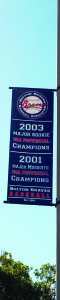 This banner, proclaiming the 2016 Bolton Braves major rookie team as provincial champions, now hangs at North Hill Park.