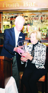 Bethell Hospice Foundation Co-chair Tim Powell presented the Lorna Bethell Legacy Award to Anne Livingston last Thursday at the Foundation's Giving Thanks event.
