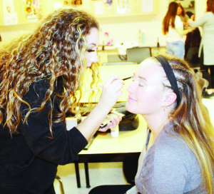 There was lots activity in the Hair and Aesthetics Cosmetology room, as many of the students had the chance to practise some of what they have leaned. Rina Cariati was working on the makeup of Janelle Clarke.