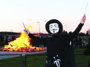 Mississauga resident Shahab Peer adopted the persona of Guy Fawkes at the first Guy Fawkes Bonfire Night Celebration, which took place at the Orangeville Fairgrounds last weekend.Photo by Mike Pickford