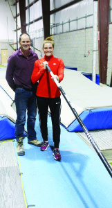 Alysha Newman with Bolton Pole Vault coach Doug Wood.