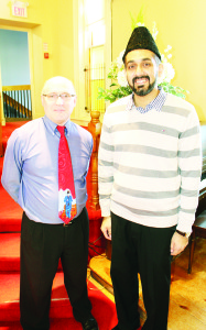 INTER-FAITH WORSHIP SERVICE IN BOLTON Bolton United Church was the scene last Sunday of an inter-faith worship service, which was held in response to recent events. Imam Farhan Iqbal from Maple joined Rev. Jeff Werner as guest speaker at the service. Photo by Bill Rea