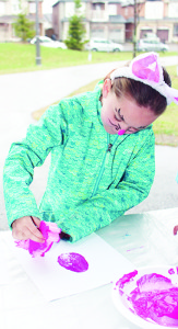 There were opportunities for some creative crafts, and Addison Pratt 8, was working on hers.